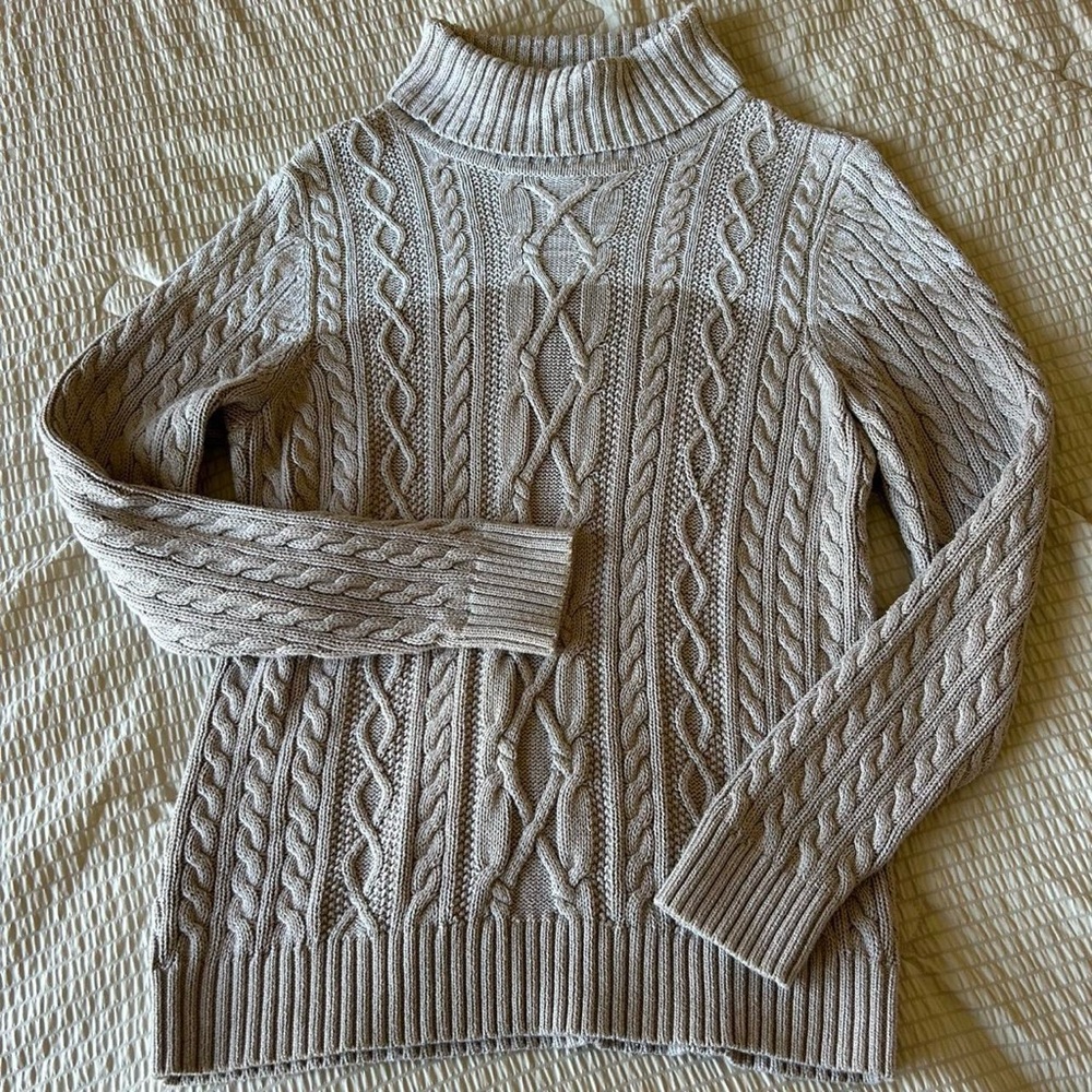 Croft & Barrow Textured Turtleneck Sweater - Beige